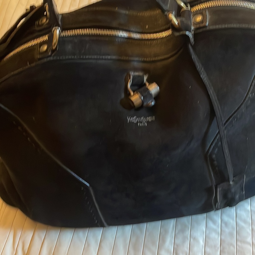 Suede Yves Saint Laurent paris YSL muse overnight duffle camping travel - Picture 3 of 16